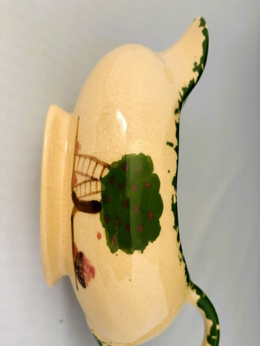 Vintage Alpine Pottery Gravy Boat Apple Tree/Ladder Pattern Roseville Ohio 1998